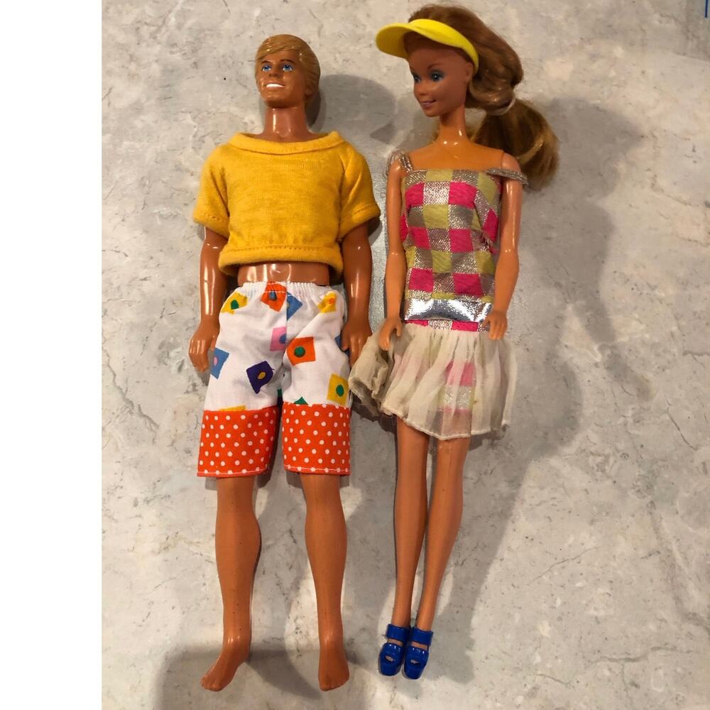 Vintage Barbie & Ken Collectible Dolls Beach Ken & Partying Barbie 11.5”